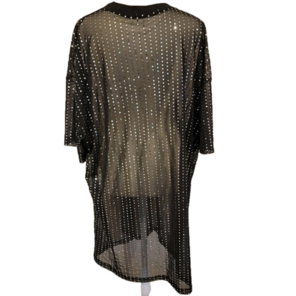 Sequin Short Sleeve Sheer Swim Coveup/Overshirt Size L - Picture 6 of 8